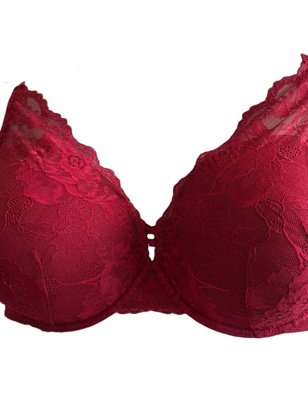 Torrid 46DDD Burgundy Lace Underwire Plunge T-Shirt Bra Padded 12137102